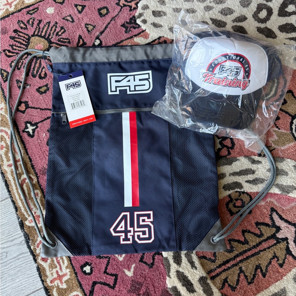 F45 backpack & trucker hat - NWT!